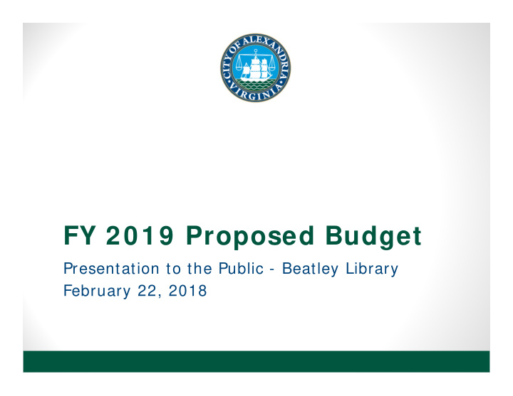 fy 2019 proposed budget