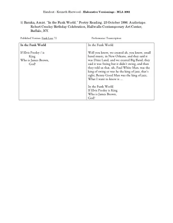 In the Funk World  In the Funk World  If Elvis Presley / is  Well you know, we created ah, you