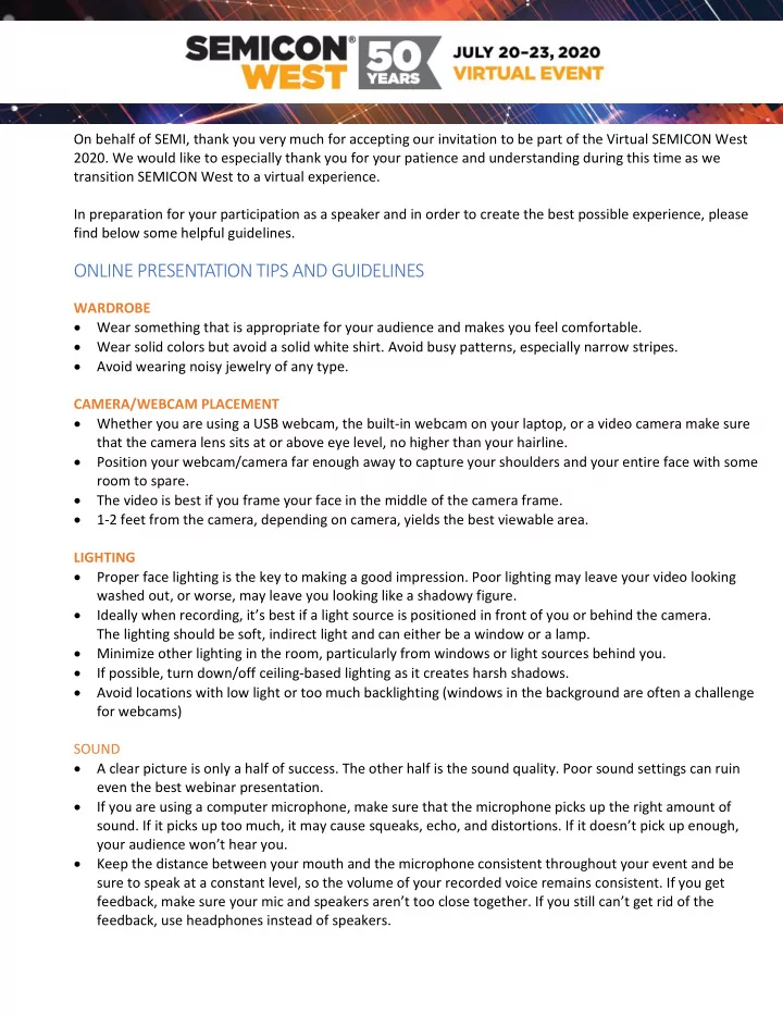 online presentation tips and guidelines