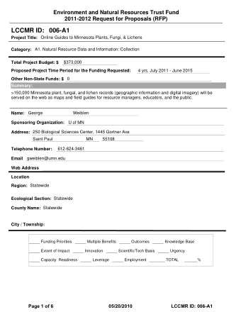 LCCMR ID: 006-A1  Project Title:  Online Guides to Minnesota Plants, Fungi, &amp; Lichens