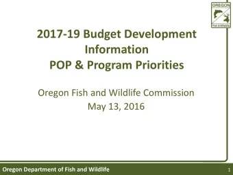 2017-19 Budget Development  Information  POP &amp; Program Priorities  Oregon Fish and Wildlife