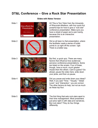 DT&amp;L Conference  Give a Rock Star Presentation  Slides with Notes Version  Hi! This is Tom