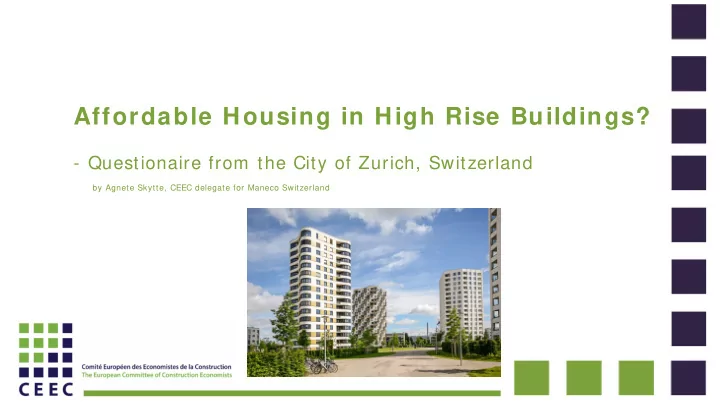 affordable housing in high rise buildings