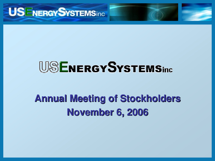 annual meeting of stockholders annual meeting of