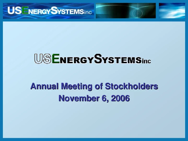 annual meeting of stockholders annual meeting of