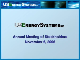 Annual Meeting of Stockholders  Annual Meeting of Stockholders  November 6, 2006  November 6, 2006