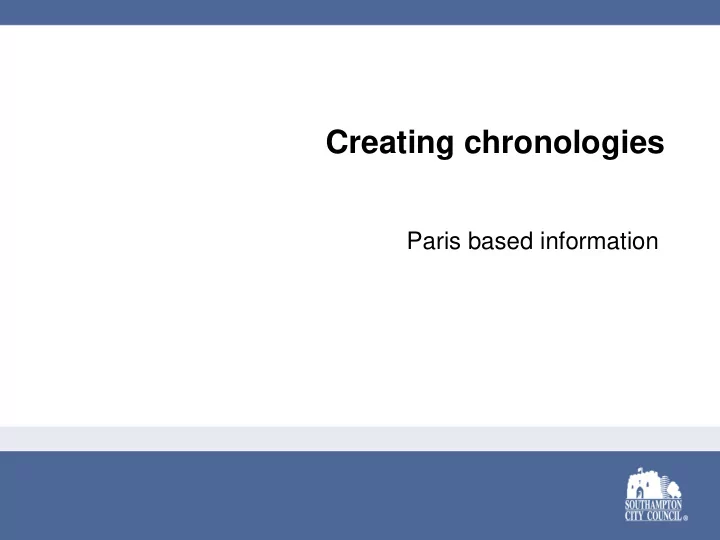 creating chronologies