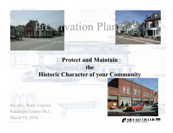 Preservation Planning  Protect and Maintain  the  Historic Character of your Community  Beverly,