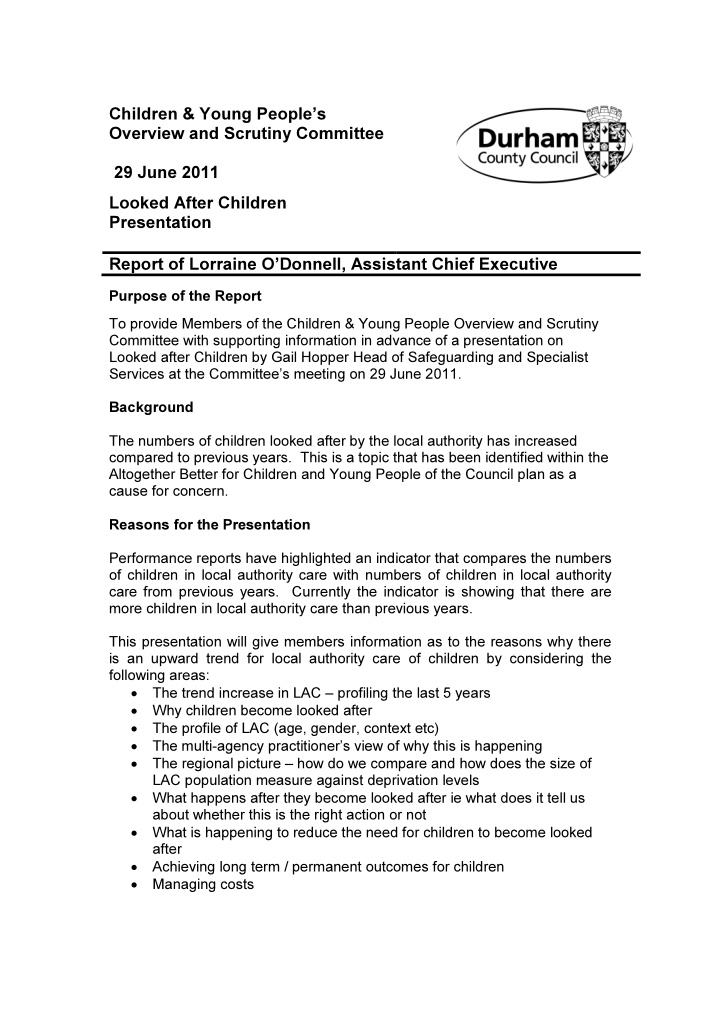 children young people s overview and scrutiny committee