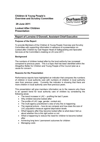 Children &amp; Young Peoples  Overview and Scrutiny Committee  29 June 2011  Looked After