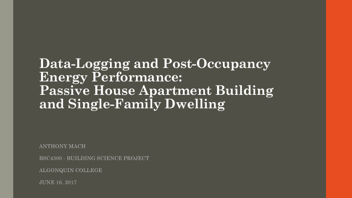 data logging and post occupancy energy performance
