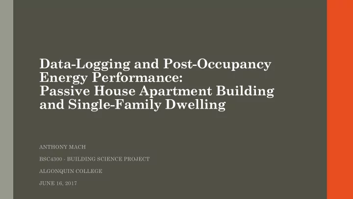data logging and post occupancy energy performance