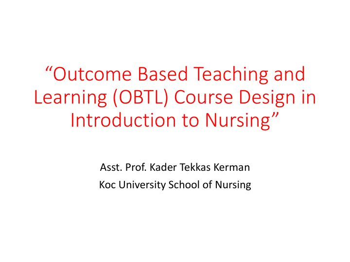 outcome based teaching and