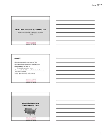 June 2017 Court Costs and Fines in Criminal Cases North Carolina District Court Judges Conference