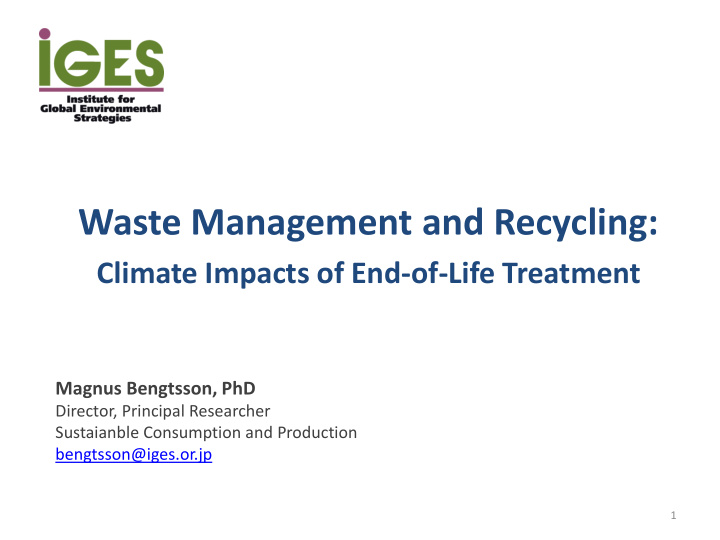 waste management and recycling