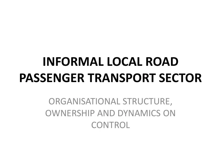 informal local road
