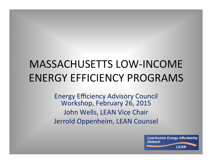 massachusetts low income energy efficiency programs