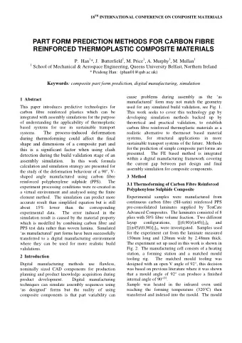 PART FORM PREDICTION METHODS FOR CARBON FIBRE  REINFORCED THERMOPLASTIC COMPOSITE MATERIALS P.  Han