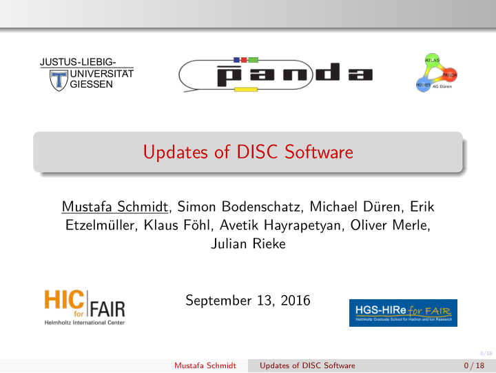 updates of disc software
