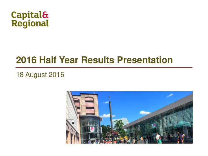 2016 half year results presentation