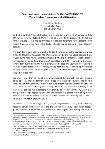 Gloucester Resources Limited v Minister for Planning [2019] NSWLEC 7  What will and wont change