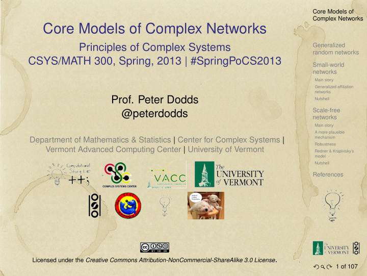 core models of complex networks