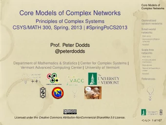 Core Models of Complex Networks  Principles of Complex Systems  Generalized  random networks