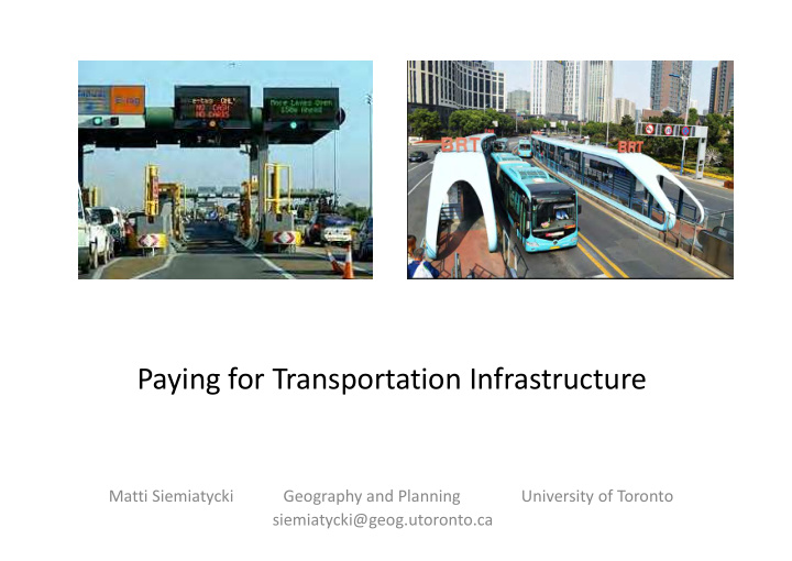 paying for transportation infrastructure