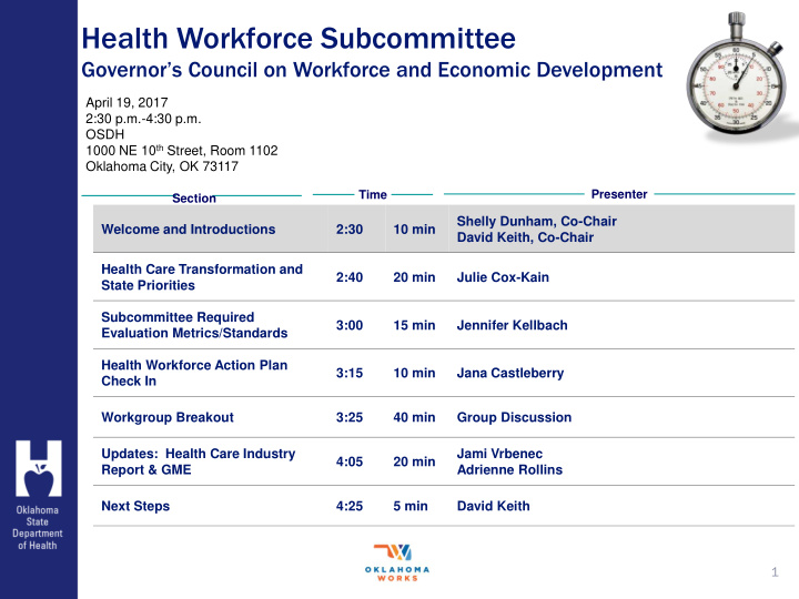 health workforce subcommittee