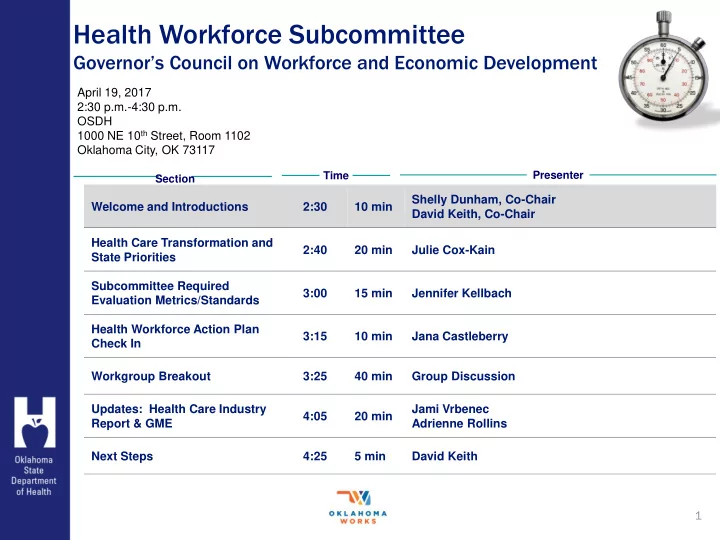 health workforce subcommittee