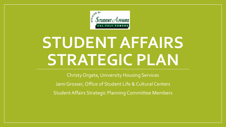 student affairs strategic plan