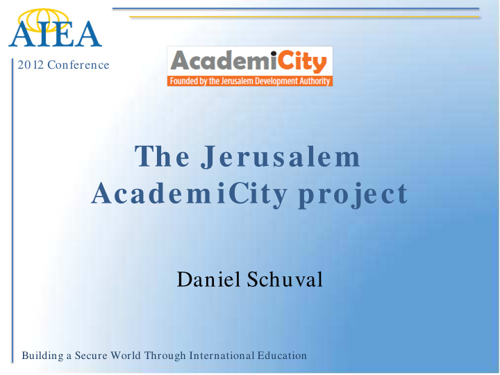 the jerusalem academ icity project