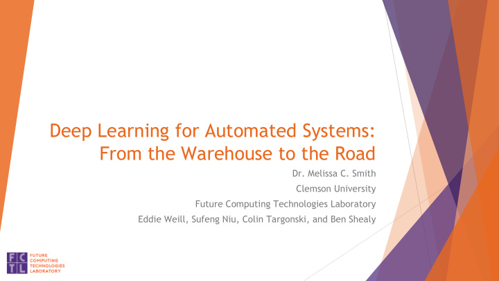 deep learning for automated systems from the warehouse to