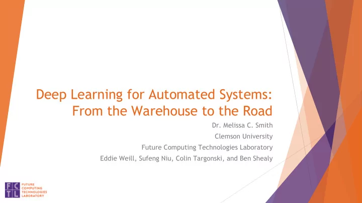 deep learning for automated systems from the warehouse to