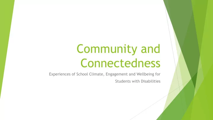 community and connectedness