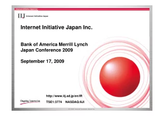 Internet Initiative Japan Inc.  Bank of America Merrill Lynch  Japan Conference 2009  September 17,