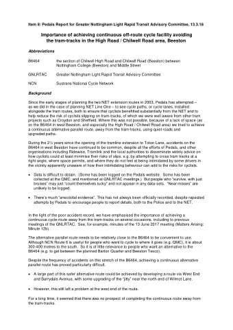 Importance of achieving continuous off-route cycle facility avoiding  the tram-tracks in the High