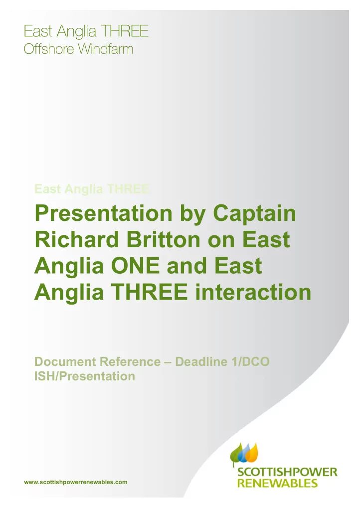 presentation by captain richard britton on east anglia