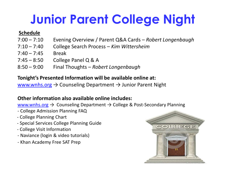 junior parent college night