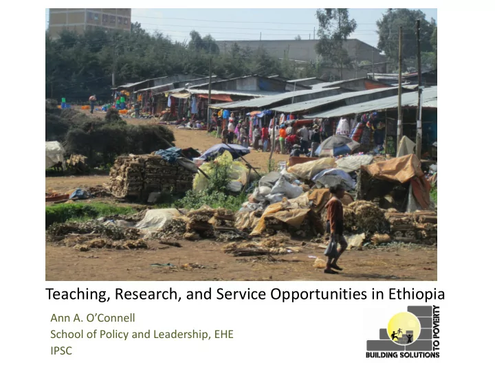 teaching research and service opportunities in ethiopia