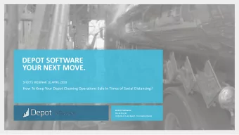 DEPOT SOFTWARE  YOUR NEXT MOVE.  SHEETS WEBINAR 16 APRIL 2020  How To Keep Your Depot Cleaning