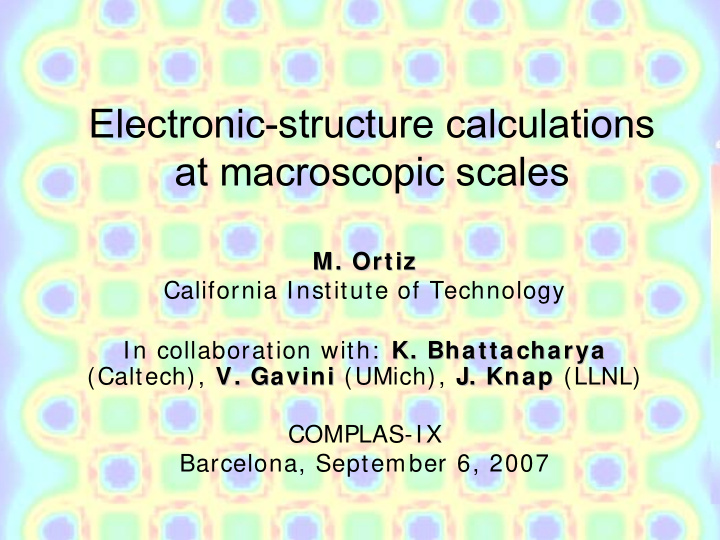 electronic structure calculations at macroscopic scales