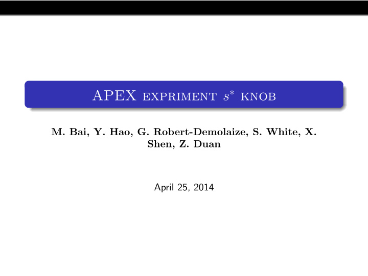 apex expriment s knob