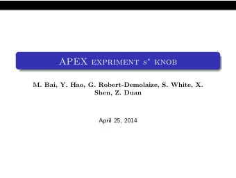 APEX expriment s  knob  M. Bai, Y. Hao, G. Robert-Demolaize, S. White, X.  Shen, Z. Duan  April