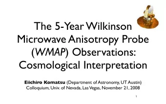 The 5-Year Wilkinson  Microwave Anisotropy Probe ( WMAP ) Observations:  Cosmological