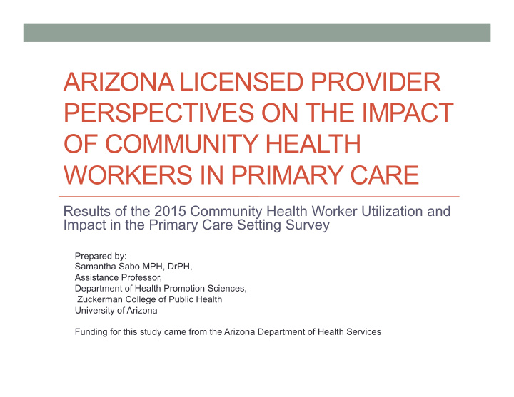 arizona licensed provider perspectives on the impact of