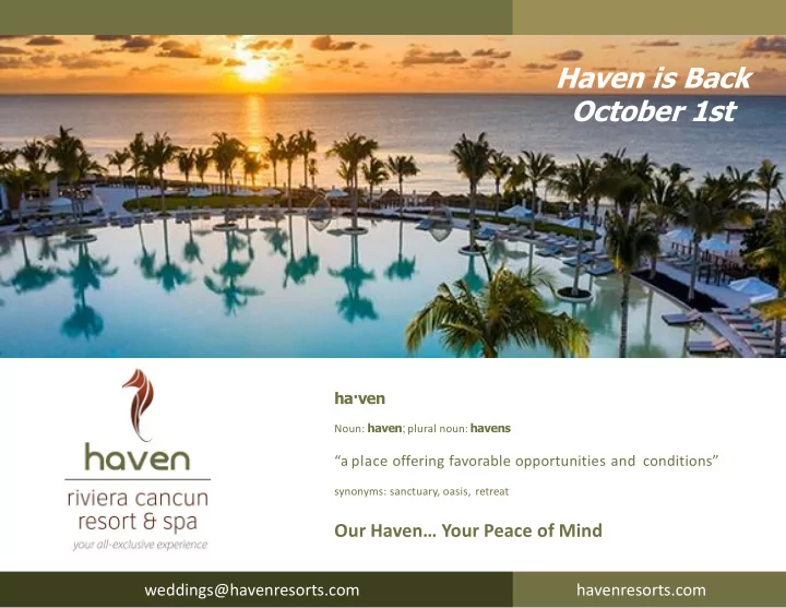 haven is back october 1st
