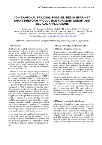3D-HEXAGONAL BRAIDING: POSSIBILITIES IN NEAR-NET  SHAPE PREFORM PRODUCTION FOR LIGHTWEIGHT AND