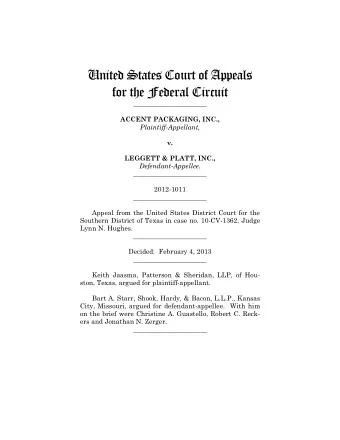 United States Court of Appeals  for the Federal Circuit  ______________________ ACCENT PACKAGING,