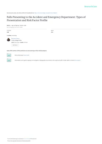 Falls Presenting to the Accident and Emergency Department: Types of  Presentation and Risk Factor